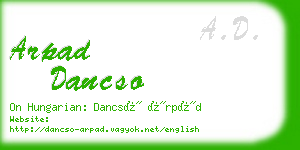 arpad dancso business card
